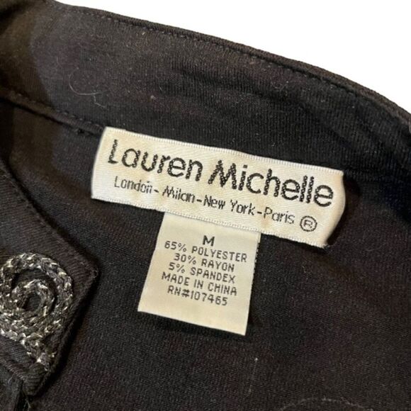 Lauren Michelle Tunic Black and Silver Embossed Size Medium - Picture 7 of 10